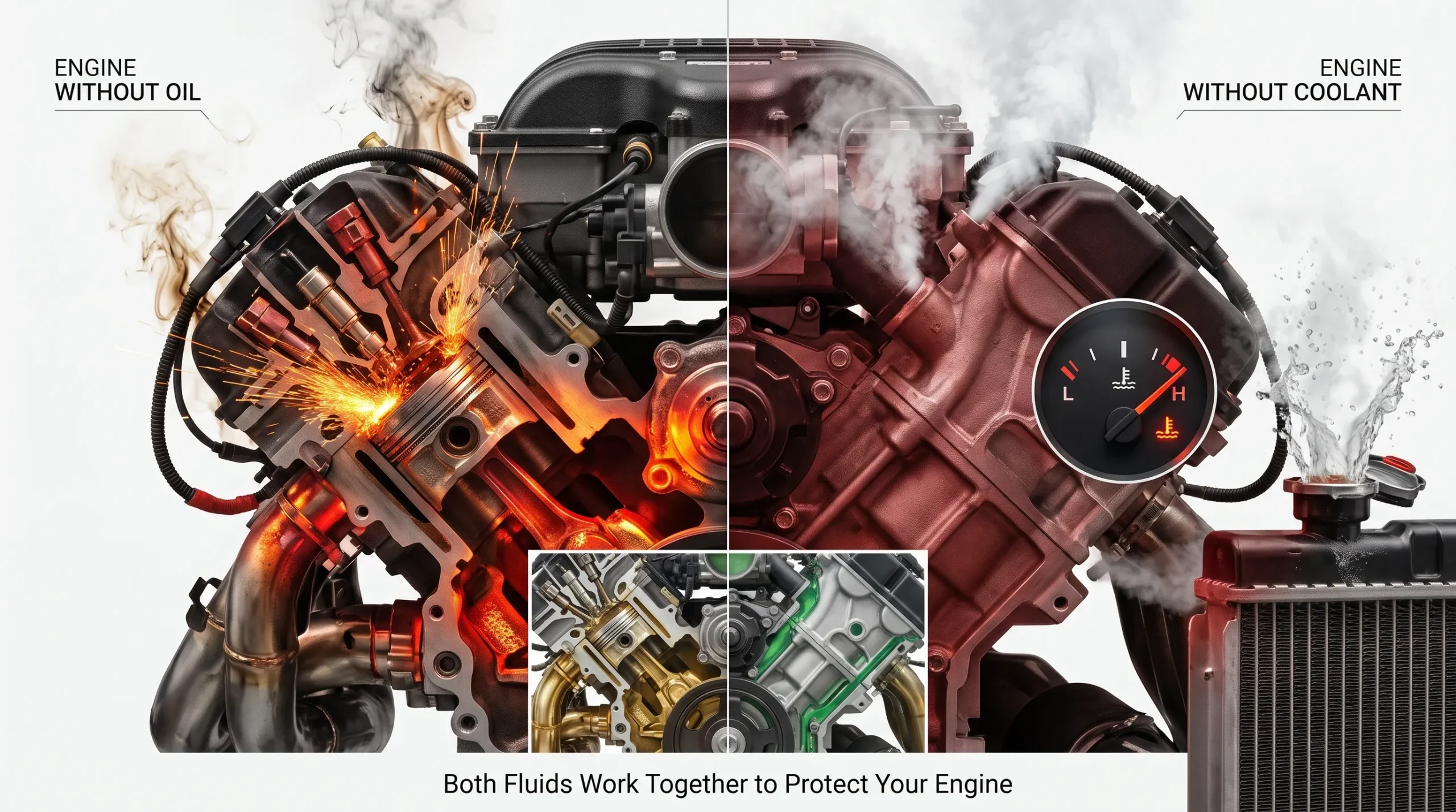 Engine Oil vs Engine Coolant: What's the Difference? (Complete 2026 Guide) Why Your Car Needs Both Engine Oil and Coolant scaled