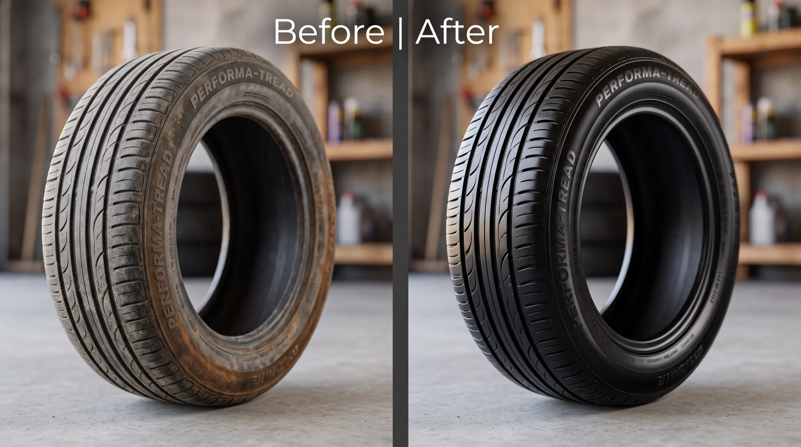 Best Tyre Shiner in Pakistan: Complete Buying Guide for Long-Lasting Shine & Protection (2026) tyre before after comparison 1 scaled